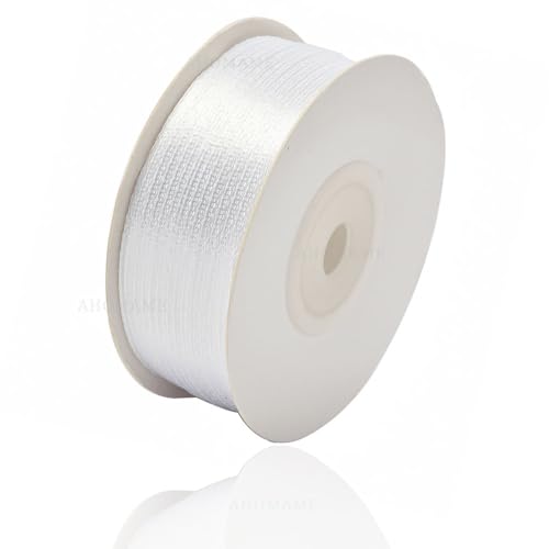 Satinband Weiß 3mm, 91 Meters Dekoration Geschenkband breit Weiss Schleifenband, Stoffband für Hochzeit, Taufe und Geburtstag Geschenke Satinband Weiß 3mm, 91 Meters Dekoration Geschenkband breit Weiss Schleifenband, Stoffband für Hochzeit, Taufe und Geburtstag Geschenke von AHOMAME