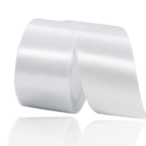 Satinband Weiß 50mm, 22 Meters Dekoration Geschenkband breit Weiss Schleifenband, Stoffband für Hochzeit, Taufe und Geburtstag Geschenke Satinband Weiß 50mm, 22 Meters Dekoration Geschenkband breit Weiss Schleifenband, Stoffband für Hochzeit, Taufe und Geburtstag Geschenke von AHOMAME