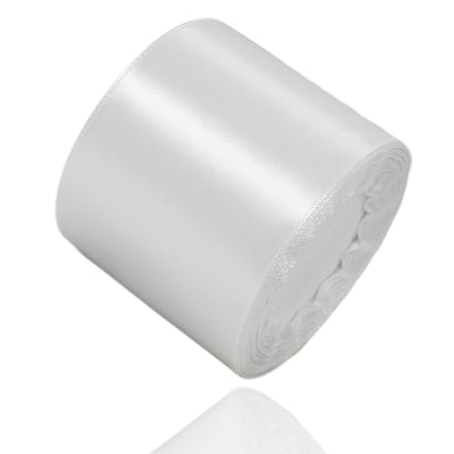 Satinband Weiß 75mm, 22 Meters Dekoration Geschenkband breit Weiss Schleifenband, Stoffband für Hochzeit, Taufe und Geburtstag Geschenke Satinband Weiß 75mm, 22 Meters Dekoration Geschenkband breit Weiss Schleifenband, Stoffband für Hochzeit, Taufe und Geburtstag Geschenke von AHOMAME