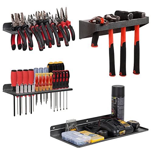 AHOWPD Schraubendreher-Organizer, Metall-Zangen-Organizer, Hammerregal, Schraubendreher-Halter, Handwerkzeug-Organizer und Aufbewahrungsregal, Wandhalterung für Garage, Werkstatt, Werkbank, 4 Stück AHOWPD Schraubendreher-Organizer, Metall-Zangen-Organizer, Hammerregal, Schraubendreher-Halter, Handwerkzeug-Organizer und Aufbewahrungsregal, Wandhalterung für Garage, Werkstatt, Werkbank, 4 Stück von AHOWPD