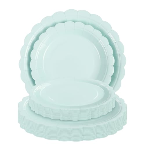 AHPYEUHK Geburtstagsparty-Pappteller, 17,8 cm, 25 Stück und 22,9 cm, 25 Stück, blaue Kuchen-Dessertteller, Partyzubehör, gewellte Teller für Babyparty, Hochzeit, Geburtstag AHPYEUHK Geburtstagsparty-Pappteller, 17,8 cm, 25 Stück und 22,9 cm, 25 Stück, blaue Kuchen-Dessertteller, Partyzubehör, gewellte Teller für Babyparty, Hochzeit, Geburtstag von AHPYEUHK