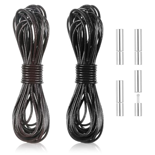 2 Rolle 5M Lederschnur,Lederband für Ketten,Lederband 2mm Rund,Basteln Lederbänder für Halsketten,Reißfeste Lederschnüre,Lederriemen,Vintage Band Faden zum Armband Schmuck Schnürsenkel DIY Handwerk von AHQiZFX