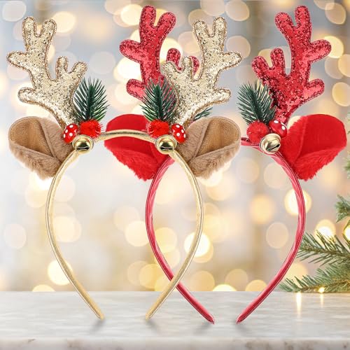 2 Stk Weihnachts-Stirnbänder,Haarreif Weihnachten Geweih,Glitzer Weihnachten Haarreif,Weihnachtsbaum Geweih Haarreif,Rentier Geweih Stirnband,Weihnachts Party Haarschmuck Weihnachts Kopfschmuck Damen 2 Stk Weihnachts-Stirnbänder,Haarreif Weihnachten Geweih,Glitzer Weihnachten Haarreif,Weihnachtsbaum Geweih Haarreif,Rentier Geweih Stirnband,Weihnachts Party Haarschmuck Weihnachts Kopfschmuck Damen von AHQiZFX
