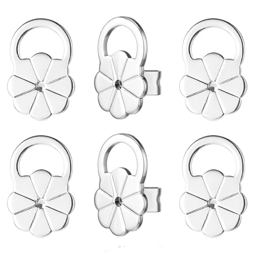3 Paar Ohrstecker Verschluss,Verschlüsse Silber für Ohrstecker Ohrring,Hypoallergener Ohrring Stopper,Ohrring Heber Edelstahl,Einstellbare Ohrringlifter,für Schwere Ohrringe, Ohrringverschlüsse-Ersatz von AHQiZFX