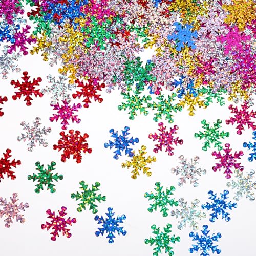 600 Stück/50 g Laser-Schneeflocken-Konfetti, 2,5 cm großes Winter-Weihnachts-Konfetti, Weihnachtstischdekoration, glitzernde Schneeflocken-Pailletten für Hochzeit, Geburtstag, Urlaub, Frozen, Party von AHQiZFX