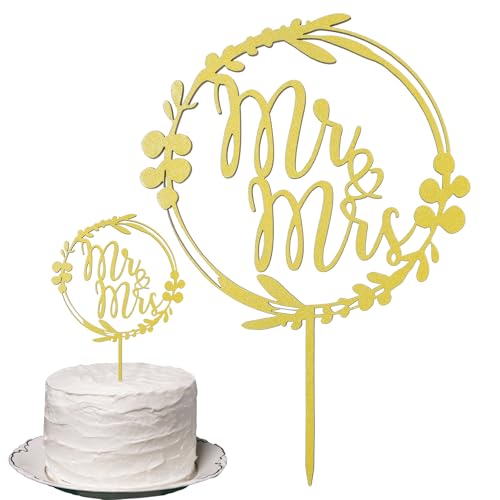 AHQiZFX Cake Topper Mr Mrs Holz, Tortendeko Hochzeit, Tortenstecker Mr & Mrs, Liebe Hochzeitstorte Deko, Kuchen Deko für Jubiläum Verlobung Antrag - Gold AHQiZFX Cake Topper Mr Mrs Holz, Tortendeko Hochzeit, Tortenstecker Mr & Mrs, Liebe Hochzeitstorte Deko, Kuchen Deko für Jubiläum Verlobung Antrag - Gold von AHQiZFX