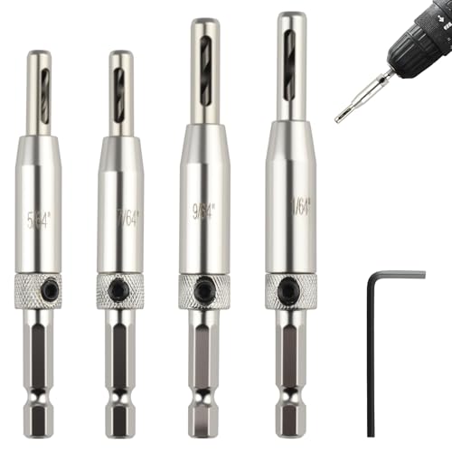 AHRLIC Selbstzentrierendes Scharnierbohrer-Set, 5/64-11/64 Zoll, Holzbearbeitung, Pilotlochöffner für Tür und Fenster, Sechskantschaftbohrer mit Schraubenschlüssel, Anti-Verstopfung, Spanentfernung AHRLIC Selbstzentrierendes Scharnierbohrer-Set, 5/64-11/64 Zoll, Holzbearbeitung, Pilotlochöffner für Tür und Fenster, Sechskantschaftbohrer mit Schraubenschlüssel, Anti-Verstopfung, Spanentfernung von AHRLIC