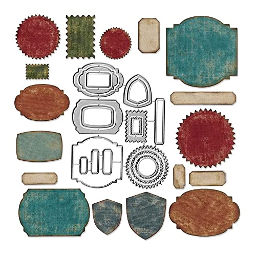 17 Stück Etiketten-Stanzformen, Etiketten, Banner, Stanzformen, Metallprägeschablonen, Vorlage für Karten, Scrapbooking und DIY-Bastelalbum, Papierkarten, Dekoration 17 Stück Etiketten-Stanzformen, Etiketten, Banner, Stanzformen, Metallprägeschablonen, Vorlage für Karten, Scrapbooking und DIY-Bastelalbum, Papierkarten, Dekoration von AHTOLS