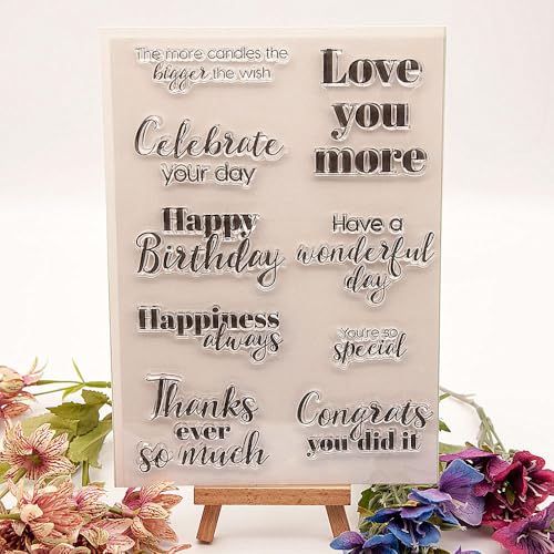 Happy Birthday Blessing Words Clear Stamps Silicone Stamp Cards with Sentiments, Greetings Words Flower Transparent Seal Stamps for Holiday Card Making Decoration DIY Scrapbooking Album DIY Crafts Happy Birthday Blessing Words Clear Stamps Silicone Stamp Cards with Sentiments, Greetings Words Flower Transparent Seal Stamps for Holiday Card Making Decoration DIY Scrapbooking Album DIY Crafts von AHTOLS
