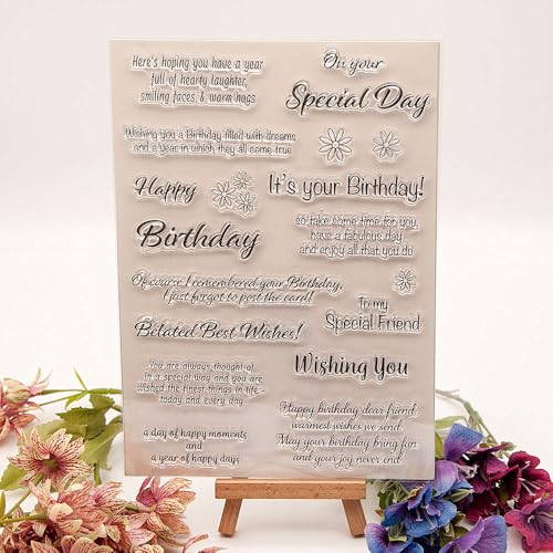 Stempel mit Aufschrift "Special Day Blessing", klare Stempel, Silikonstempel, Karten mit Gefühlen, Grüße, Wörter, Blume, transparente Siegelstempel für Urlaub, Kartenherstellung, Dekoration, DIY Stempel mit Aufschrift "Special Day Blessing", klare Stempel, Silikonstempel, Karten mit Gefühlen, Grüße, Wörter, Blume, transparente Siegelstempel für Urlaub, Kartenherstellung, Dekoration, DIY von AHTOLS