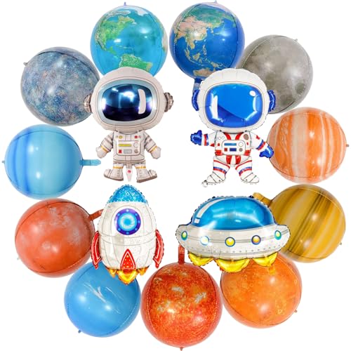 16 Stück Weltraum Luftballons,Weltraum Party Ballons, Weltraum Kindergeburtstag Deko, Astronauten, Gegenstände, Raumschiffe Ballon für Weltraum Themen Party Deko von AHVMIL