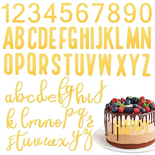 AIBAOBAO 124 Pcs Buchstaben Deko Torte,Deko Tortenaufsatz Set, Tortenaufsatz Aus Goldenem Acryl, Alphanumerische Verzierung In GroßBuchstaben,Tortenaufsatz Diy Set FüR Party Feier Hochzeit von AIBAOBAO