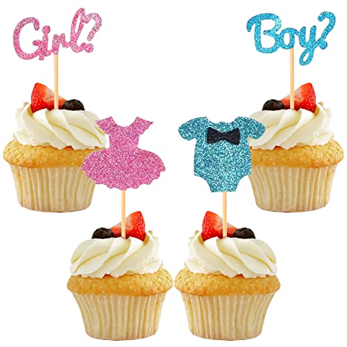 AIBAOBAO 24 Stück gender reveal, Jungen oder Mädchen Cupcake Toppers Glitter Onesie Jumpsuit Cupcake Picks Babyparty, Geschlecht Offenbarung Party Kuchen Dekorationen Baby Shower Zubehör, verkünden AIBAOBAO 24 Stück gender reveal, Jungen oder Mädchen Cupcake Toppers Glitter Onesie Jumpsuit Cupcake Picks Babyparty, Geschlecht Offenbarung Party Kuchen Dekorationen Baby Shower Zubehör, verkünden von AIBAOBAO