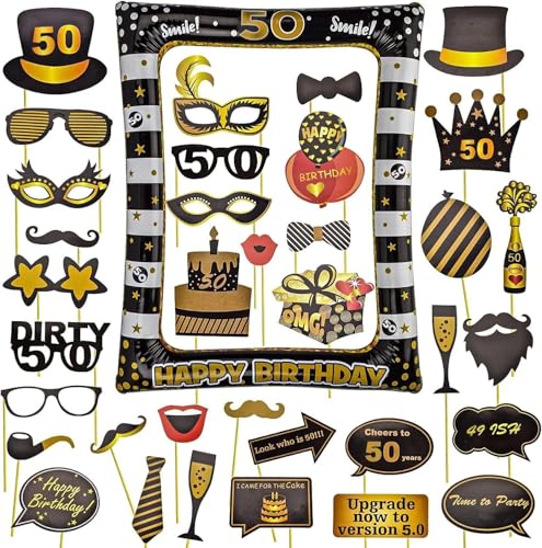 AIBAOBAO 50.Geburtstag Deko Fotorequisiten, 50 Geubrtstag Fotobox Accessoires, 35 Stück 50. Foto Requisiten und Aufblasbarer Bilderrahmen Rahmen Fotoautomat Deko, für Frau Mann Party Feste AIBAOBAO 50.Geburtstag Deko Fotorequisiten, 50 Geubrtstag Fotobox Accessoires, 35 Stück 50. Foto Requisiten und Aufblasbarer Bilderrahmen Rahmen Fotoautomat Deko, für Frau Mann Party Feste von AIBAOBAO