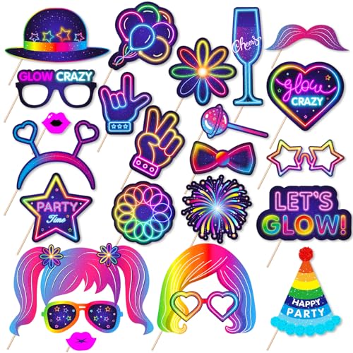 AIBAOBAO Fotobox Accessoires Neon, 25 Stück fotobox Requisiten Glow, Party Foto Requisiten, Photo Booth Props für Geburtstag, Karneval, Hochzeit,Weihnachtsparty, Disco Party Zubehör Deko Gadgets AIBAOBAO Fotobox Accessoires Neon, 25 Stück fotobox Requisiten Glow, Party Foto Requisiten, Photo Booth Props für Geburtstag, Karneval, Hochzeit,Weihnachtsparty, Disco Party Zubehör Deko Gadgets von AIBAOBAO