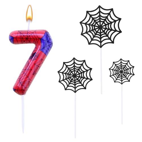 AIBAOBAO Geburtstagskerzen Zahlen 7, Kerzen Geburtstag Spidey, Kerze 7, mit Tortendeko Spinnennetz, Spider Geburtstagsdeko, Geburtstagskerze für Torte kinder 7 jahre junge mädchen AIBAOBAO Geburtstagskerzen Zahlen 7, Kerzen Geburtstag Spidey, Kerze 7, mit Tortendeko Spinnennetz, Spider Geburtstagsdeko, Geburtstagskerze für Torte kinder 7 jahre junge mädchen von AIBAOBAO