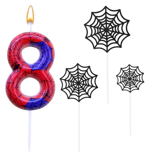 AIBAOBAO Geburtstagskerzen Zahlen 8, Kerzen Geburtstag Spinne, Kerze 8, mit Tortendeko Spinnennetz, Spinne Geburtstagsdeko, Geburtstagskerze für Torte kinder 8 jahre junge mädchen AIBAOBAO Geburtstagskerzen Zahlen 8, Kerzen Geburtstag Spinne, Kerze 8, mit Tortendeko Spinnennetz, Spinne Geburtstagsdeko, Geburtstagskerze für Torte kinder 8 jahre junge mädchen von AIBAOBAO