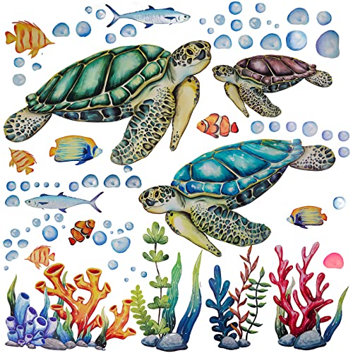 AIBAOBAO Wandtattoo Meeresschildkröten Wandaufkleber unter dem Meer Coral Seaweed Wandsticker Schlafzimmer Badezimmer Kinderzimmer Wanddeko, Meeresschildkröte Klare Aufkleber AIBAOBAO Wandtattoo Meeresschildkröten Wandaufkleber unter dem Meer Coral Seaweed Wandsticker Schlafzimmer Badezimmer Kinderzimmer Wanddeko, Meeresschildkröte Klare Aufkleber von AIBAOBAO