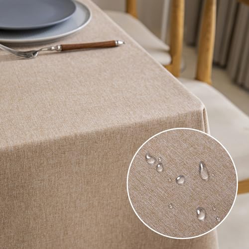 AIBIIN Rechteckige Tischdecke, wasserdicht, Baumwollleinen, abwischbar, für 6- bis 8-Sitzer, Esstisch, Abdeckung für Küche, Picknick, Festival, Dinner-Party, 140 x 200 cm, hellkaffeefarben, fmm08 AIBIIN Rechteckige Tischdecke, wasserdicht, Baumwollleinen, abwischbar, für 6- bis 8-Sitzer, Esstisch, Abdeckung für Küche, Picknick, Festival, Dinner-Party, 140 x 200 cm, hellkaffeefarben, fmm08 von AIBIIN