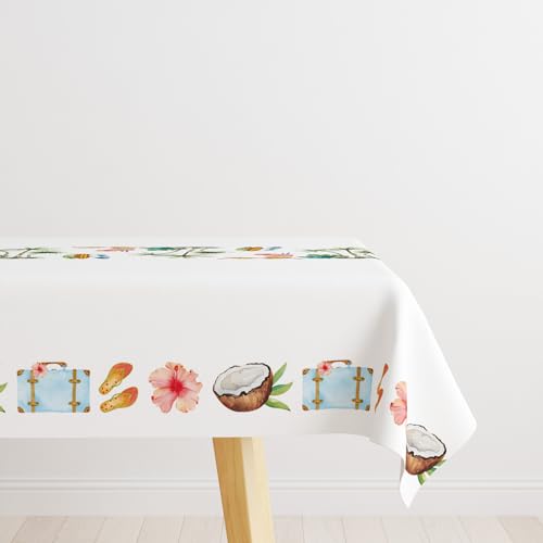 AIBIIN Sommer-Tischdecke mit tropischer Palme, tropische Blume, Kokosnuss, wasserdicht, für Esszimmer, Picknick, Geburtstag, Party, Tischdekoration, 132 x 182 cm AIBIIN Sommer-Tischdecke mit tropischer Palme, tropische Blume, Kokosnuss, wasserdicht, für Esszimmer, Picknick, Geburtstag, Party, Tischdekoration, 132 x 182 cm von AIBIIN