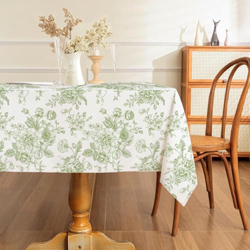 AIBIIN Tischdecke mit grünem Blumenmuster, rechteckig, waschbar, wasserdicht, knitterfrei, Tischdecke für Restaurants, Picknicks, Outdoor, Esszimmer, Hochzeit, 142 x 213 cm, Grün AIBIIN Tischdecke mit grünem Blumenmuster, rechteckig, waschbar, wasserdicht, knitterfrei, Tischdecke für Restaurants, Picknicks, Outdoor, Esszimmer, Hochzeit, 142 x 213 cm, Grün von AIBIIN