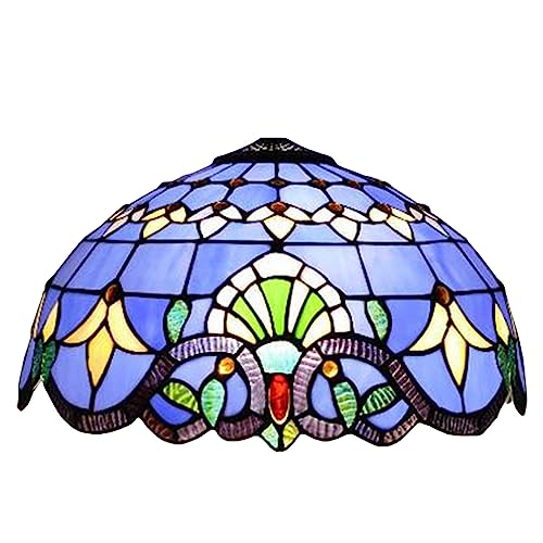 AIBOTY 16 Zoll Barock Lampenschirm Ersatz Nur Große Tiffany Stil Lampenschirme, Vintage Buntglas Lampe Schornstein Fit für Tischlampen Stehlampen Pendelleuchte Hängeleuchte,Blau AIBOTY 16 Zoll Barock Lampenschirm Ersatz Nur Große Tiffany Stil Lampenschirme, Vintage Buntglas Lampe Schornstein Fit für Tischlampen Stehlampen Pendelleuchte Hängeleuchte,Blau von AIBOTY