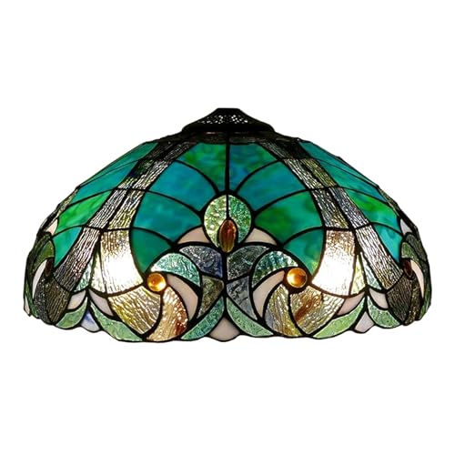 AIBOTY 16 Zoll Barock Lampenschirm Ersatz Nur Große Tiffany Stil Lampenschirme, Vintage Buntglas Lampe Schornstein Fit für Tischlampen Stehlampen Pendelleuchte Hängeleuchte,Grün von AIBOTY