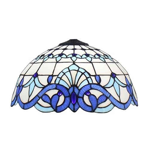 AIBOTY 16 Zoll Barock Lampenschirm Ersatz Nur Große Tiffany Stil Lampenschirme, Vintage Buntglas Lampe Schornstein Fit für Tischlampen Stehlampen Pendelleuchte Hängeleuchte,Weiß von AIBOTY