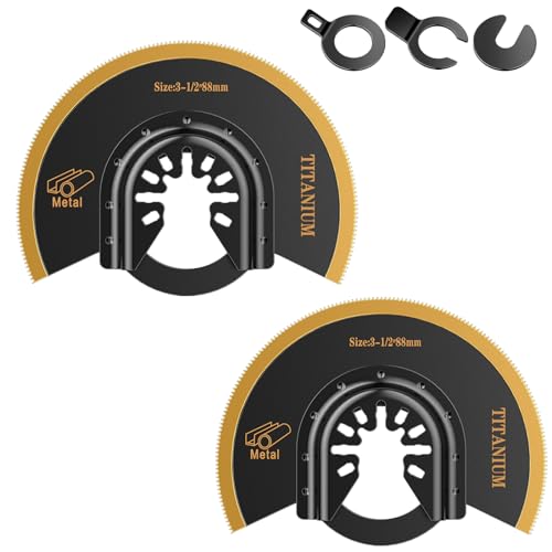Aicoya 2 Stück Multitool Sägeblätter Titan halbkreisförmige Oszillierwerkzeug Zubehör für Metall und Holz von AICOYA