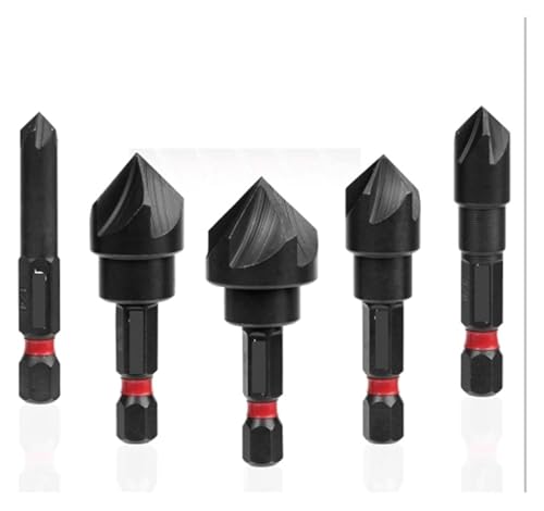AICVV 5PCS Countersink Drill Bit Set for Metal, 1/4 Inch Hex Shank Countersunk Bits 82 Degree 5 Flute, 1/4” 3/8” 1/2” 5/8” 3/4” von AICVV