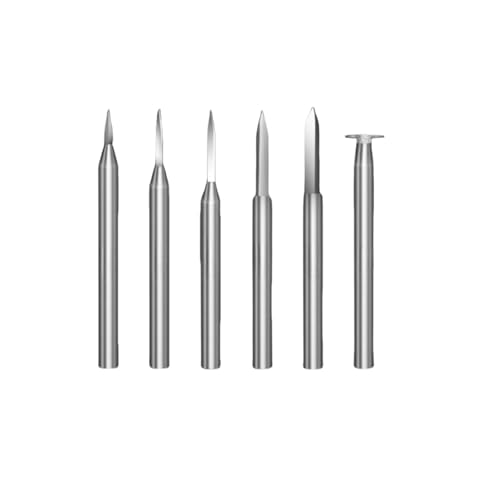AICVV 6pc Tungsten Steel Engraving Carving Knife Set Sword Shaped 2.35/3.0mm Shank Amber End Mill Router Bit Wood Milling Cutter von AICVV