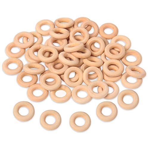 AID 150 Stück 25 mm Holz-Bastelring, unlackierte Holzringe, Holzanhänger für DIY-Projekte von AID