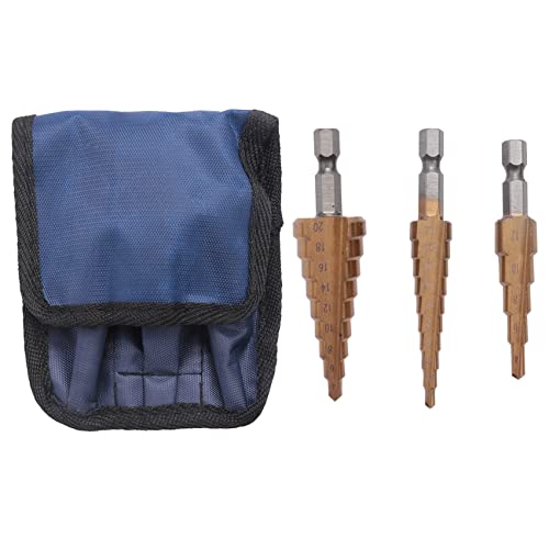 AID HSS-Stufen-Kegelbohrer-Set, Metall-Lochschneider, metrisch, 3-12, 4-12, 4-20 mm, titanbeschichtetes Metall, Sechskantkegel, 3-teilig AID HSS-Stufen-Kegelbohrer-Set, Metall-Lochschneider, metrisch, 3-12, 4-12, 4-20 mm, titanbeschichtetes Metall, Sechskantkegel, 3-teilig von AID