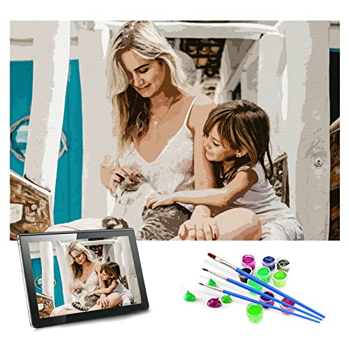 Benutzerdefinierte Malen Nach Zahlen Personalisierte Bilder Ihrer Fotos, DIY Maßgeschneidertes Foto für Erwachsene und Kind, Einschließlich Pinsel und Acrylfarben, Rahmenlos - 40*50CM (42 Farben) von AIDEHUA