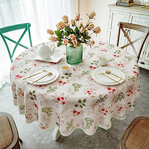 Tischdecke Rund 140cm Abwischbare Pflanzenblume TischwäSche Aus Baumwolle und Leinen FüR Innen und AußEndekoration Tischdecke RosaKirsche Tischdecke Rund 140cm Abwischbare Pflanzenblume TischwäSche Aus Baumwolle und Leinen FüR Innen und AußEndekoration Tischdecke RosaKirsche von AIDEHUA