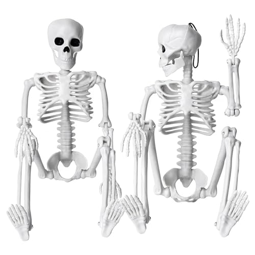 AIDIRui 2 Stück Skelett-Halloween-Dekoration, 16-Ganzkörper-Bewegliches Halloween-Hängeskelett für Den Innenbereich von AIDIRui