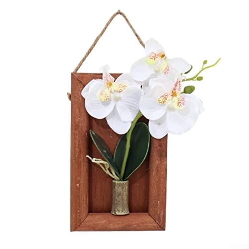 AIDNTBEO Holz-Bilderrahmen, künstliche Blumen, Schmetterling, Orchidee, Wandmontage, Dekoration (weiß) von AIDNTBEO