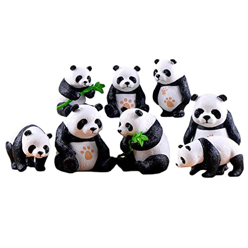 AIDNTBEO Panda-Miniatur-Figuren, Spielset, Panda-Miniatur-Figuren, Spielset, niedliche Landschaft, Garten, Puppenhaus, DIY-Ornamente, 8 Stück von AIDNTBEO