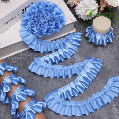 AIETSYEI Satinband mit Rüschen, plissiert, für Applikationen, Nähen, Handwerk, Heimdekoration (blau) von AIETSYEI