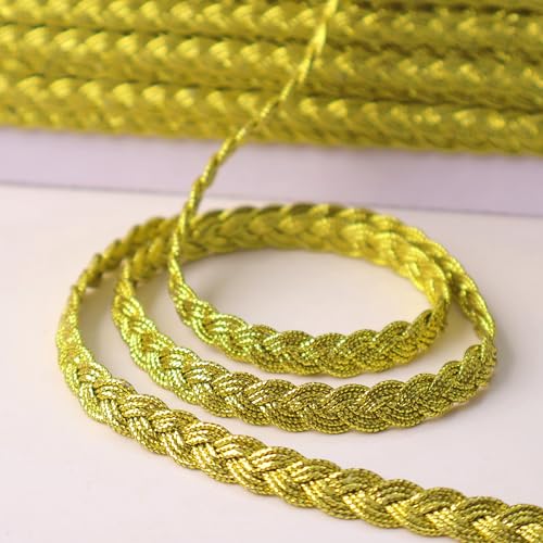 AIETSYEI Zopfborte mit Blumenmuster, goldfarben, metallisch, 0,8 cm breit x 9,1 m, Tausendfüßlerrand zum Basteln und Dekorieren (Gold) von AIETSYEI