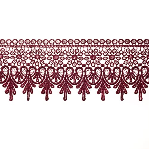 Bordeaux-Venise-Spitzenbordüre, breit, mit Blumenstickerei, für Näharbeiten, Handwerk, Hochzeitskleid, Verzierung, Heimdekoration von AIETSYEI