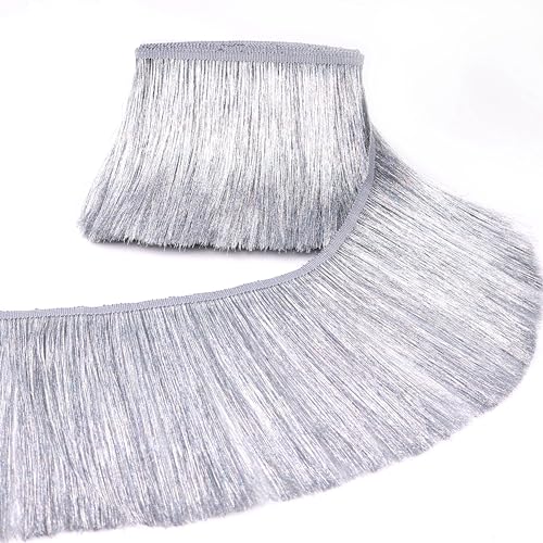 Folienfransen 20,3 cm breit, Lametta-Fransenborte für Kostüme, Kleider, Fotoautomaten-Hintergrund, Party-Dekoration, 4,8 m, Grau AIETSYEI Folienfransen 20,3 cm breit, Lametta-Fransenborte für Kostüme, Kleider, Fotoautomaten-Hintergrund, Party-Dekoration, 4,8 m, Grau AIETSYEI von AIETSYEI