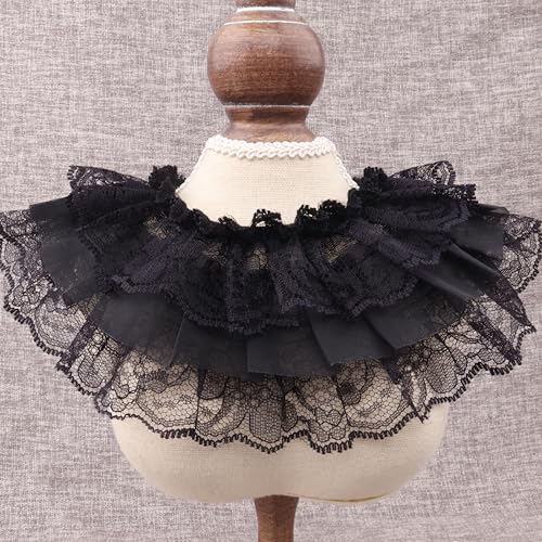 Schwarze Rüschenbordüre, elastische Spitzenborte für Braut, Hochzeit, Dekoration, Nähen und Basteln (AIETSYEI) von AIETSYEI