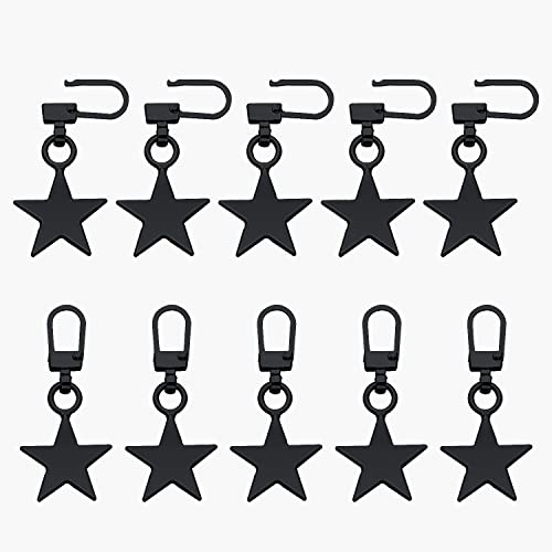 10 Stück Metall Zipper Pull Ersatz, Zink Legierung Fünfzackiger Stern Geformt Reissverschluss Reparatur Set für Kleidung Jacke Jeans Hosen Koffer Geldbörse Rucksack (Schwarz) von AIEX