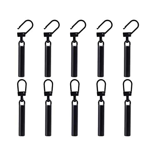 10 Stück Reißverschluss Ersatz, Abnehmbares Metall Zipper Pull Replacement Lang Zylindrisch Reißverschluss Zipper für Mäntel Rucksäcke Jacken Hosen Jeans Koffer Geldbörsen (Schwarz) von AIEX