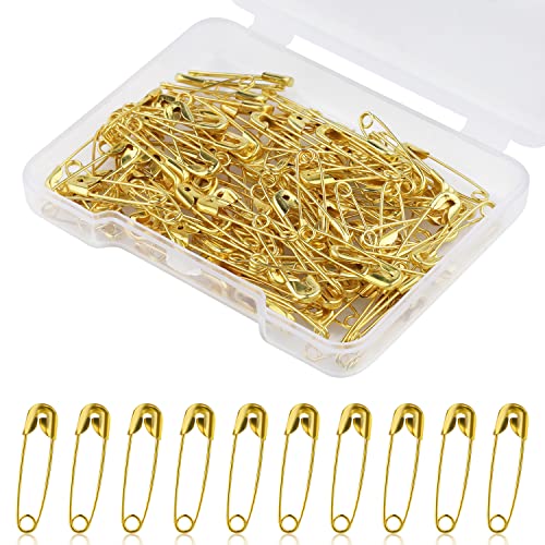 19 mm Sicherheitsnadeln, 120 Stück Metall Mini Sicherheitsnadeln Safety Pins für Kleidung Anhänger Hijab Handwerk Quilten Kleid Charms Schmuckherstellung (Gold) von AIEX