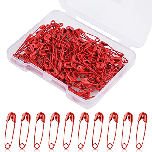 19 mm Sicherheitsnadeln, 120 Stück Metall Mini Sicherheitsnadeln Safety Pins für Kleidung Anhänger Hijab Handwerk Quilten Kleid Charms Schmuckherstellung (Rot) von AIEX