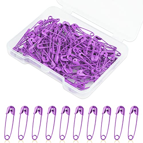 19 mm Sicherheitsnadeln, 120 Stück Metall Mini Sicherheitsnadeln Safety Pins für Kleidung Anhänger Hijab Handwerk Quilten Kleid Charms Schmuckherstellung (Violett) von AIEX