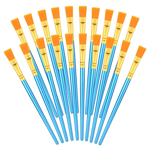 20 Stück Flache Pinsel Set, 1,3cm Breite Flachpinsel Aquarell Acrylpinsel Lose Synthetisches Nylon Ölmalpinsel für Profis Künstler Amateure Acrylmalerei Kunsthandwerk Leinwand (Blau) von AIEX