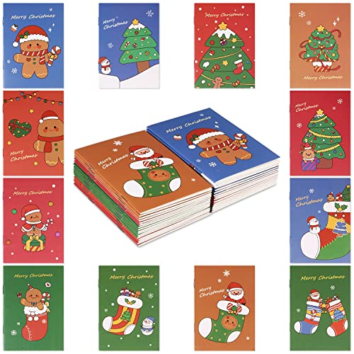 30 Stück Taschen Notizbuch mit Weihnachtsmotiven, Weihnachts Notizblock Mini Weihnachten Notizzettel Goodie Bag Stuffers für Kinder Erwachsene Geburtstag von AIEX